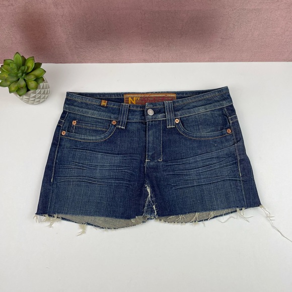 Notify Blue Denim Cut Off Mini Jean Skirt Women Size 27 - Picture 1 of 7